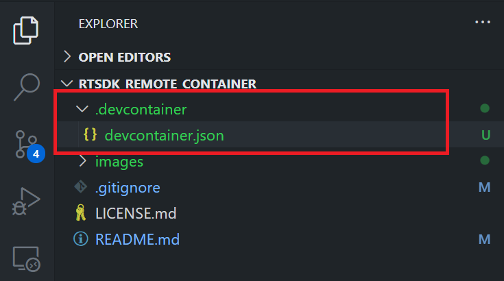 devcontainer.json file